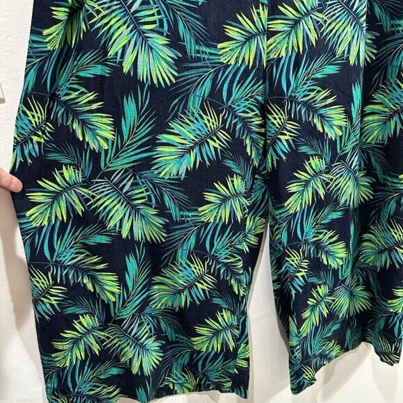 Soft Surroundings Sidnei Wide Leg Crop Palazzo Pants Linen Blend Palm SZ 2XL - Picture 5 of 14